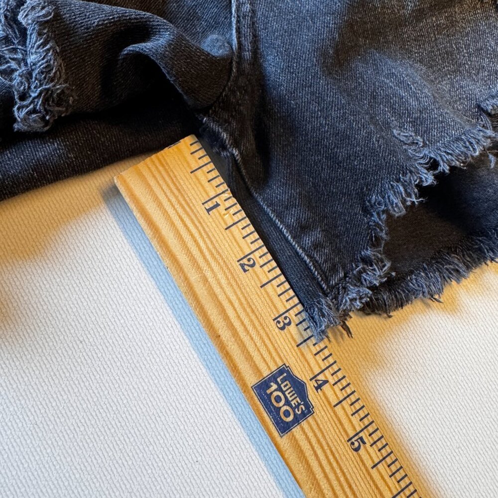 American Eagle 90s Boyfriend Short Size 4 Black Denim Distressed Festival - Picture 9 of 10